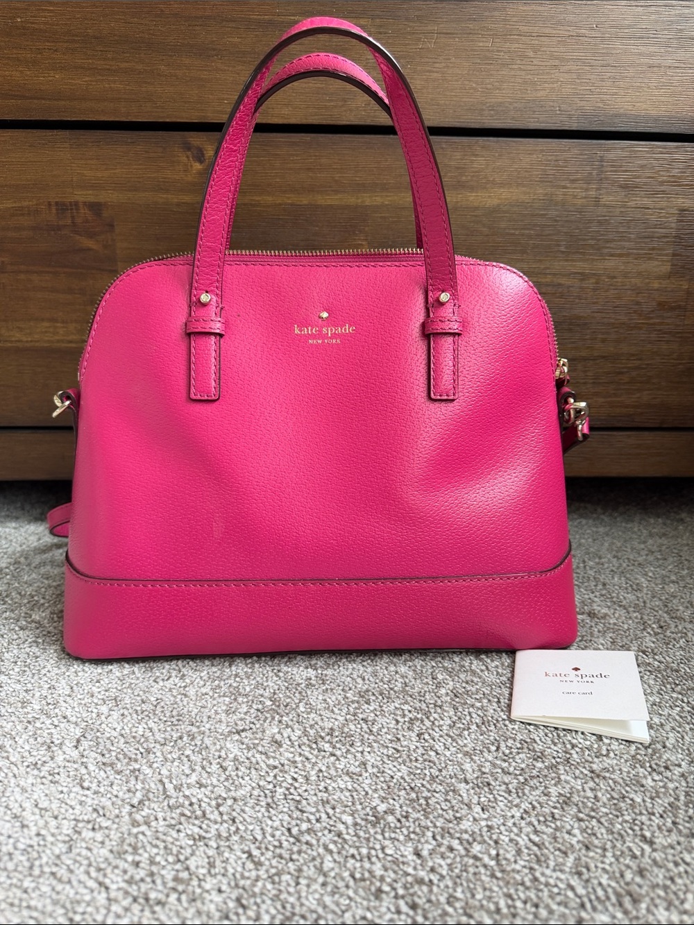 kate spade hot pink leather satchel
